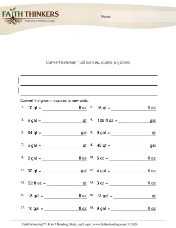 Converting Volume Units Ounces Quarts Gallons 2