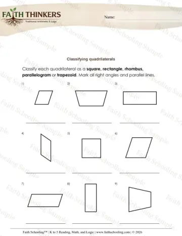 4th Grade math worksheet — Classifying Shapes. Geometry Classifying Quadrilaterals 4