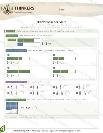 4th Grade math worksheet — Fractions (Practice 7)