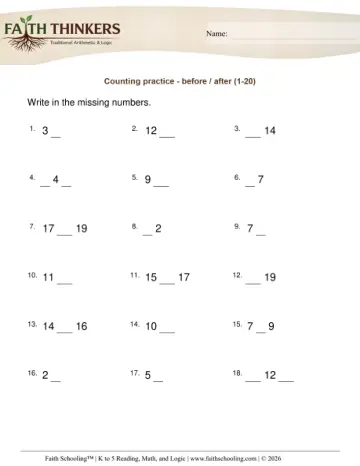Grade 1 Math: Counting Practice — worksheet preview