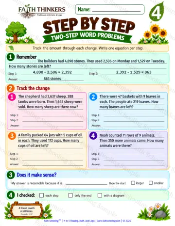 4th Grade math worksheet — Word Problems Practice 7