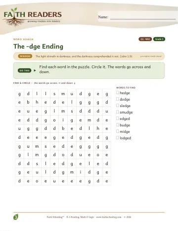 The Dge Ending — Word Search (Practice 1)