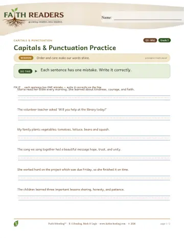 Grade 5 Grammar & Writing: Capitalization Punctuation — worksheet preview