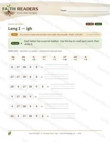 2nd Grade phonics worksheet — Long I Igh — Crack The Code (Practice 2)
