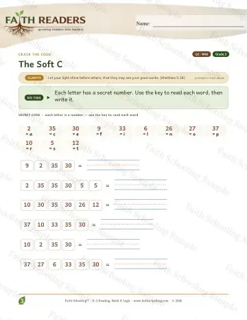 3rd Grade phonics worksheet — Soft C — Crack The Code (Practice 6)