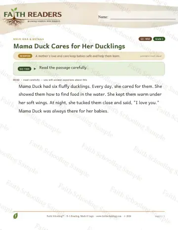 1st Grade reading comprehension worksheet — Reading Comprehension — Main Idea And Details (Practice 2) (Practice 1)