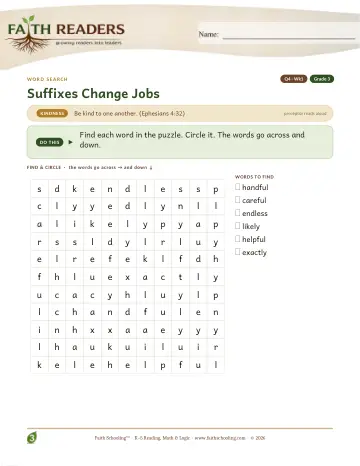 Suffixes Change Jobs — Word Search (Practice 1)