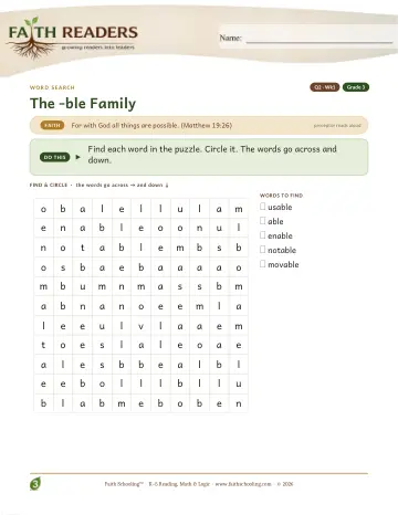 The Ble Family — Word Search (Practice 1)