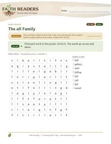 The All Family — Word Search (Practice 1)