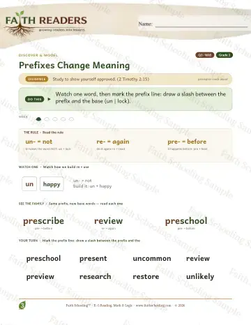 3rd Grade vocabulary & word study worksheet — Prefixes Change Meaning — Lesson (Practice 5)