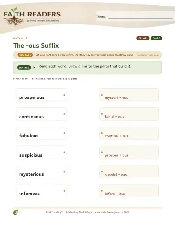 The Ous Suffix G3 — Match Up (Practice 1)