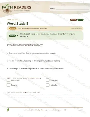 2nd Grade vocabulary & word study worksheet — Vocabulary — Word Meaning (Practice 3)