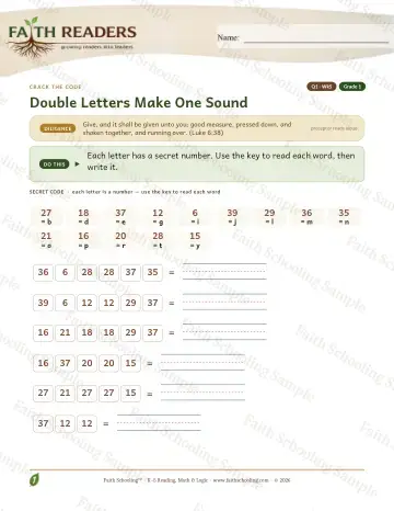 1st Grade phonics worksheet — Double Letters — Crack The Code (Practice 5)