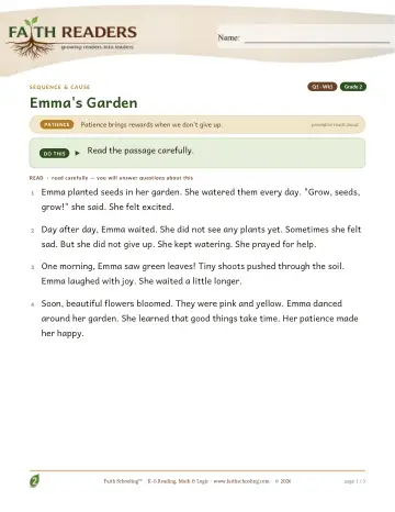 Grade 2 Reading Comprehension & Fluency: Sequence And Cause — worksheet preview