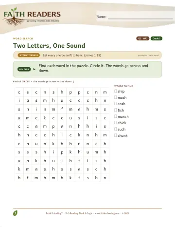 Q1 Two Letters One Sound — Word Search (Practice 1)