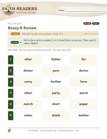 Bossy R Review — Roll And Read (Practice 1)