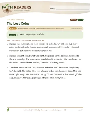 Grade 2 Reading Comprehension & Fluency: Summarize And Respond — worksheet preview