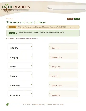 The Ory Ary Suffix — Match Up (Practice 1)