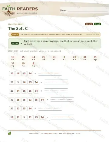 3rd Grade phonics worksheet — Soft C — Crack The Code (Practice 5)