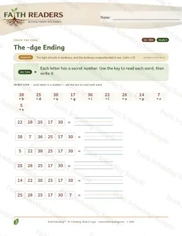 3rd Grade phonics worksheet — The Dge Ending — Crack The Code (Practice 4)
