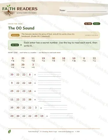 2nd Grade phonics worksheet — The OO Sound — Crack The Code (Practice 5)