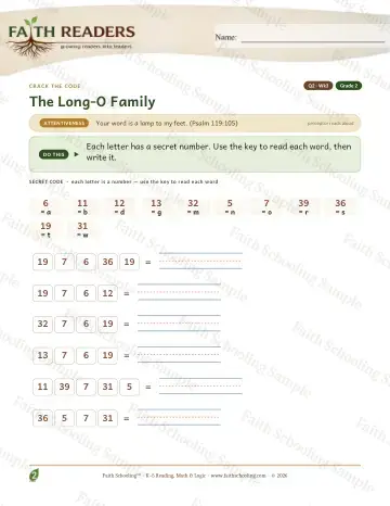 2nd Grade phonics worksheet — The Long O Family — Crack The Code (Practice 3)