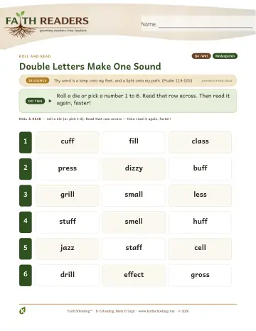 Double Consonants — Roll And Read (Practice 1)