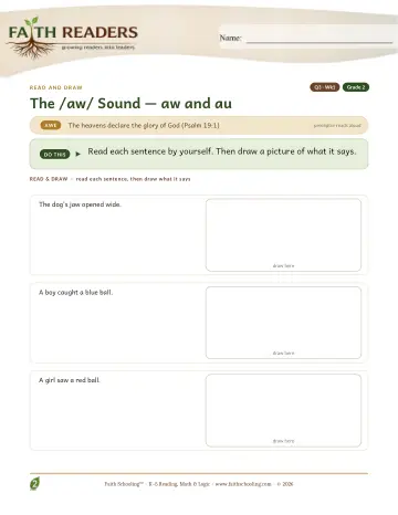 Grade 2 Phonics, Decoding & Spelling Patterns: The AW & AU Sounds — worksheet preview