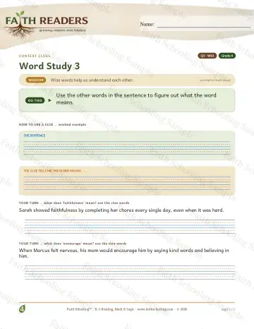 4th Grade vocabulary & word study worksheet — Vocabulary — Context Clues (Practice 3)
