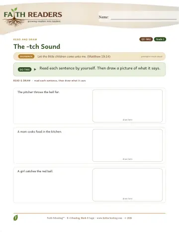 Grade 1 Phonics, Decoding & Spelling Patterns: The TCH Sound — worksheet preview