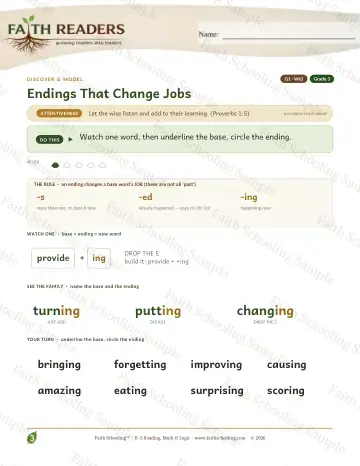 3rd Grade vocabulary & word study worksheet — Endings That Change Jobs — Lesson (Practice 3)