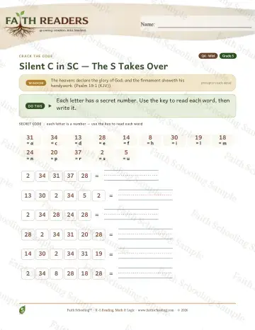 5th Grade phonics worksheet — Silent Sc — Crack The Code (Practice 4)