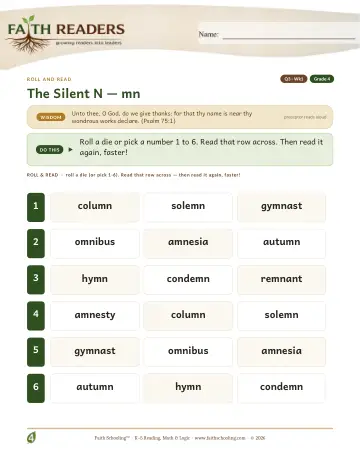 Silent N Mn — Roll And Read (Practice 1)