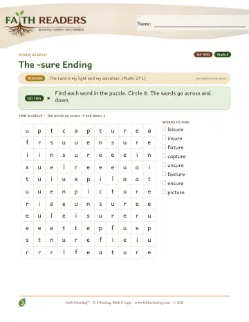 The Sure Suffix — Word Search (Practice 1)