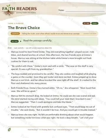4th Grade reading comprehension worksheet — Reading Comprehension — Theme And Purpose (Practice 2) (Practice 2)