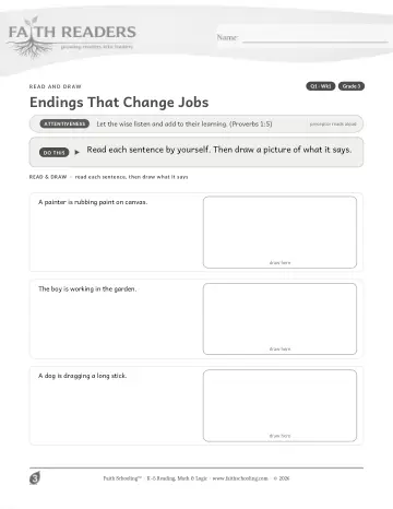 Grade 3 Vocabulary, Morphology & Word Study: Endings That Change Jobs — worksheet preview