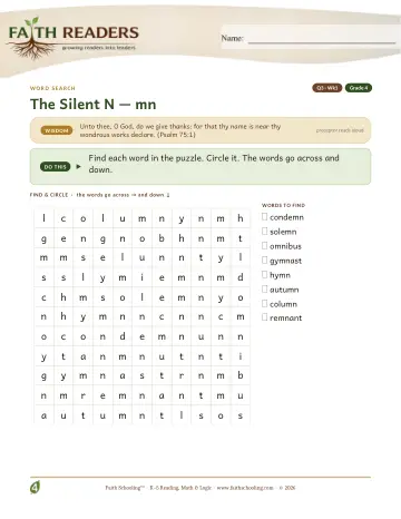 Silent N Mn — Word Search (Practice 1)