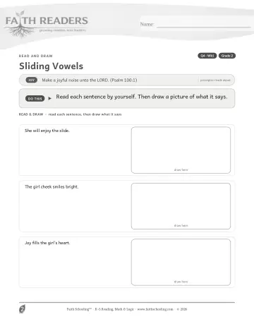 Grade 2 Phonics, Decoding & Spelling Patterns: Sliding Vowels — worksheet preview
