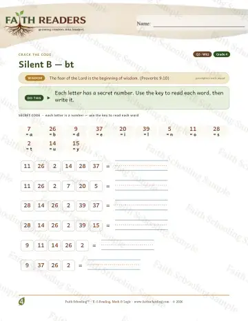 4th Grade phonics worksheet — Silent B Bt — Crack The Code (Practice 1)
