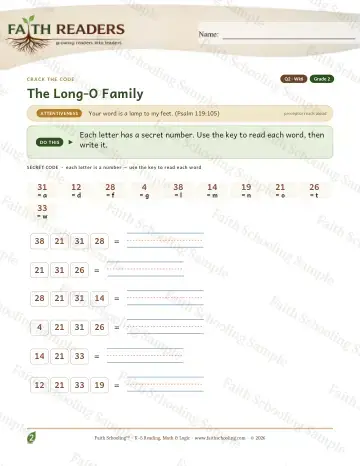 2nd Grade phonics worksheet — The Long O Family — Crack The Code (Practice 6)