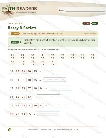 2nd Grade phonics worksheet — Bossy R Review — Crack The Code (Practice 2)