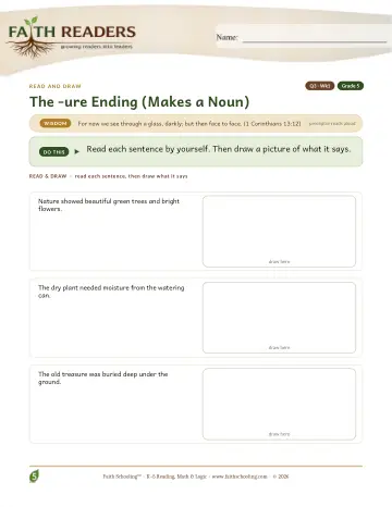 Grade 5 Vocabulary, Morphology & Word Study: Ure Suffix — worksheet preview