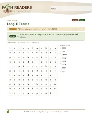 Long E Teams — Word Search (Practice 1)