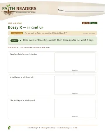 Grade 2 Phonics, Decoding & Spelling Patterns: Bossy R Ir Ur — worksheet preview