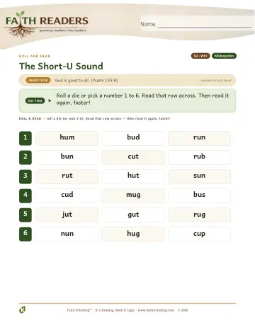The Short U Sound — Roll And Read (Practice 1)