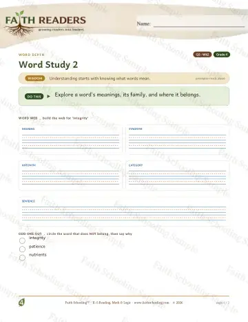 4th Grade vocabulary & word study worksheet — Vocabulary — Multiple Meaning Categories (Practice 2) (Practice 2)