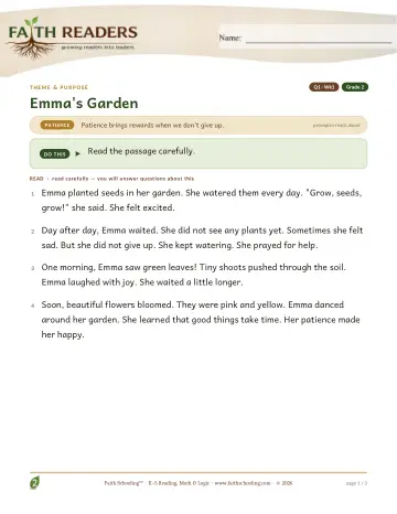 Grade 2 Reading Comprehension & Fluency: Theme And Purpose — worksheet preview
