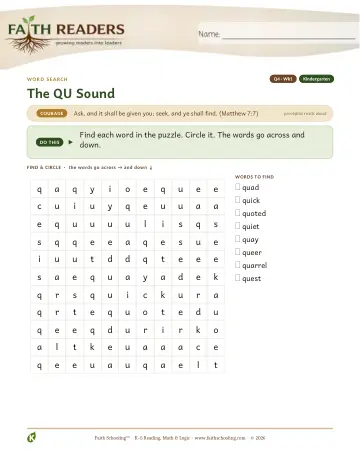 The QU Sound — Word Search (Practice 1)
