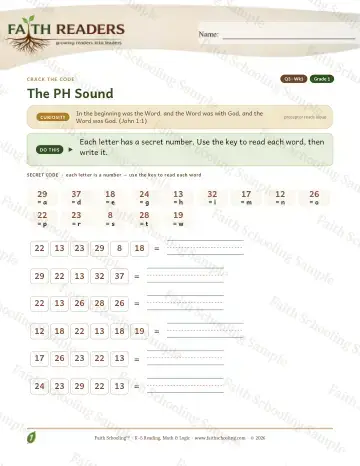 1st Grade phonics worksheet — The PH Sound — Crack The Code (Practice 1)