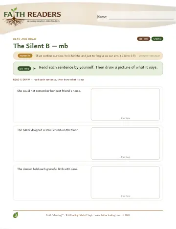 Grade 3 Phonics, Decoding & Spelling Patterns: Silent B MB — worksheet preview